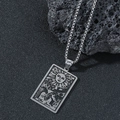Stainless steel tarot necklace featuring 'The Sun' pendant on a classic box chain - Sun