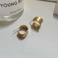 Pendientes de aro en C minimalistas de plata de ley S925 con acabado dorado mate liso - Plata 925 / Dorado