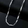 Geometric titanium steel link chain necklace with polished silver rhombic finish for men and women - Silver
