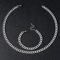 Klassieke zilveren roestvrijstalen schakelketting en armband set voor dames en heren - Zilveren Ketting Armband Set