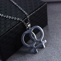 Brushed stainless steel necklace with double female Venus symbols on black jewelry box - Silver (O-Chain)