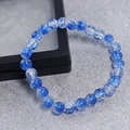 8mm blue cracked crystal beads bracelet with ice pattern for men and women - Blue