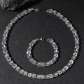 Byzantine stainless steel chain set including silver necklace and bracelet for men - Necklace and Bracelet Set / Silver