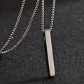 Minimalistischer rechteckiger Edelstahl-Säulenanhänger an einer Boxkette für Herren - Silber-Stil (Venezia-Kette)