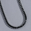 Hip hop style black zircon tennis chain necklace with silver four-prong setting - Black