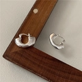 S925 sterling silver minimalist U-shaped chunky hoop earrings with high polish finish - U-Shape Polished Earring (EHG059) / 925 Silver