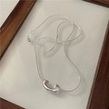 Elegant S925 sterling silver snake chain necklace featuring a minimalist U-shaped bean pendant - Snake Chain Necklace (XLU053) / 925 Silver