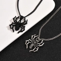 Gotische Spinne Halskette in Matt-Schwarz und Vintage-Silber für einen coolen Punk-Look - Schwarz und Silber 2er Set