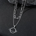 Collana doppia a strati argento con ciondolo Saturno su sfondo nero materico - Stile Graffetta e Strati Sottili / Argento a Doppio Strato