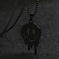 Gothic smeltende smiley hanger in zwart met roestvrijstalen box-ketting voor heren - Zwart