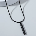 Minimalist black cylinder pendant with ball chain necklace in street style hip-hop look - Black