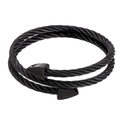Double-layered black stainless steel cable bracelet with geometric triangle end caps - Black Triangle End Double Layer Cable Style (ZJ3244) / Black