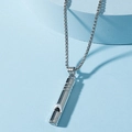 Silver whistle pendant necklace with a sleek box chain for a hip-hop street style look - Steel
