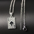 Collana hip hop con ciondolo asso di picche, strass luccicanti e catena argento - Asso di Picche con Strass