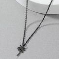 Collar de palmera de acero inoxidable negro mate con colgante tropical minimalista - Cocotero / Negro