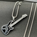 Hip-hop zilver-zwarte gitaar hanger ketting voor heren met box chain in street style - Gitaarvormige Hanger (5079811709154)