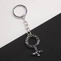 Portachiavi vintage vichingo simbolo di Venere in argento con trama martellata su sfondo bicolore - Simbolo di Venere / Argento