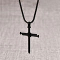 Minimalistische schwarze Nagel-Kreuz-Halskette aus Edelstahl mit Box-Kette für Damen und Herren - Schwarz