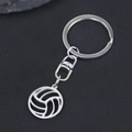 Porte-clés pendentif volleyball en acier inoxydable poli pour sacs de sport cadeau - Argent