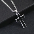 Hip-hop minimalistische roestvrijstalen kruis hanger ketting met zwart emaille - Zilver Zwart