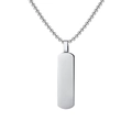 Collar para hombre con colgante de barra de acero inoxidable pulido y cadena box - Plateado