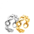 Minimalist gold and silver chunky chain links open rings set for a trendy bold style - One Size / Gold and Silver