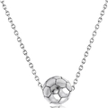 Collana con ciondolo a pallone da calcio in argento lucido con design sportivo 3D dettagliato - Nuovo Stile Calcio Donna / Argento