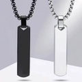 Collane con ciondolo a barra minimalista in acciaio inossidabile nero e argento da uomo - Set Nero e Argento