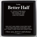 Minimalist black gift card featuring romantic white text in an elegant matte gift box - Better Half Confession (Black Card Style 4)