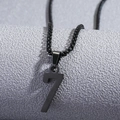 Minimalist matte black stainless steel necklace featuring a lucky number 7 pendant - Black Number 7 Style / Black Number 7