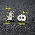 Halloween spook en pompoen oorknopjes van zilver roestvrij staal met 10mm maatindicatie - Spook Pompoen (156) / Staalkleur