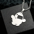 Creative titanium steel shark monster cartoon pendant necklace on black gift box - Big Mouth Monster Style / Silver