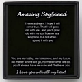 Matte black jewelry gift box interior featuring printed romantic message for boyfriend - Message To Boyfriend (Black Card Style 3)