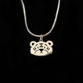 Tiger head stainless steel pendant necklace with king mark on black background - Zodiac Tiger Head Style / Gray