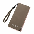 Portefeuille long pour femme en gris taupe mat avec fermeture éclair et dragonne chic - Vert Foncé