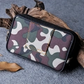 Sacoche de taille tactique camouflage en toile avec double zip sur fond texturé noir - Blanc