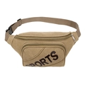 Khaki canvas heuptas voor sport en hardlopen met dubbele ritsvakken en verstelbare riem - Khaki