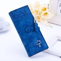 Portefeuille long bleu marine mat avec breloque parapluie et gland décoratif chic - Bleu