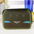 Pochette de ceinture en tissu tissé vert armée avec doubles sangles et logo métal - 17cm / Vert