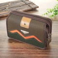 Waterdichte outdoor canvas heuptas voor heren met dubbele ritscompartimenten - 6,5 inch 17,5 cm / koffiekleur