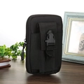 Black canvas tactical waist bag with buckle and zipper closure for outdoor use - Black