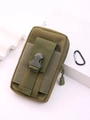 Macro shot of army green tactical waist bag with buckle and carabiner on white props - Army Green