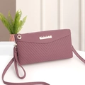 Women's double layer purple crossbody bag with lychee texture and detachable straps - Deep Pink