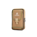 Detail der strapazierfähigen khakifarbenen Taktik-Gürteltasche mit Schnallen und Oxford-Stoff - Drei Schichten Beige