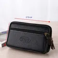 Schwarze Leder-Gürteltasche für Herren mit Doppelreißverschluss und Narbenleder - 6,5-Zoll Schwarz