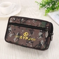 Gürteltasche aus Camouflage-Canvas mit Doppel-Reißverschluss für Handys und Zubehör - Kaffee-Tarnmuster