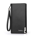 Portefeuille long noir pour homme avec dragonne et fermeture éclair de haute qualité - Noir
