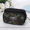 Herren Camouflage Handytasche aus Segeltuch mit Doppelreißverschluss und Gürtelschlaufe - Grün