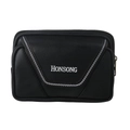 Pochette de ceinture noire pour homme en similicuir avec double zip et bande en V - Noir