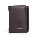 Portefeuille pour homme à trois volets en similicuir marron foncé avec fermeture - Brun